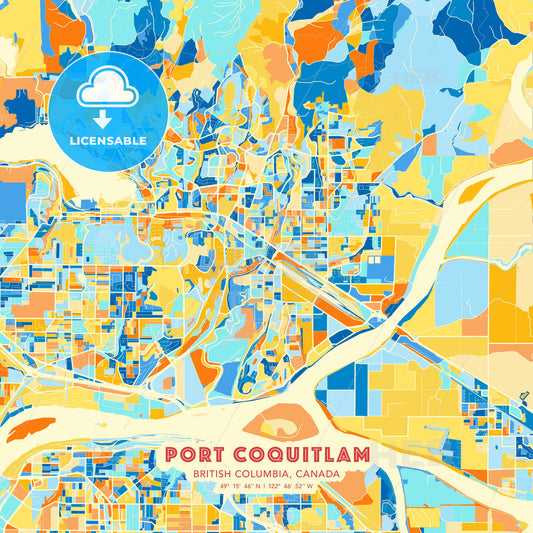 Port Coquitlam, British Columbia, Canada, map - HEBSTREITS Sketches