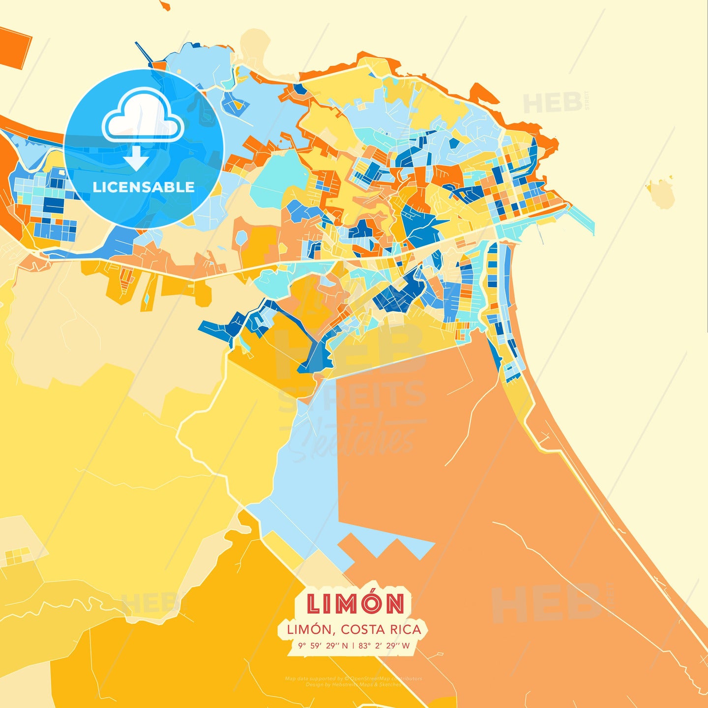 Limón, Limón, Costa Rica, map - HEBSTREITS Sketches
