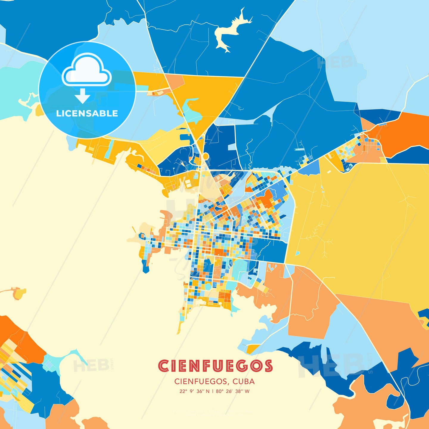 Cienfuegos, Cienfuegos, Cuba, map - HEBSTREITS Sketches