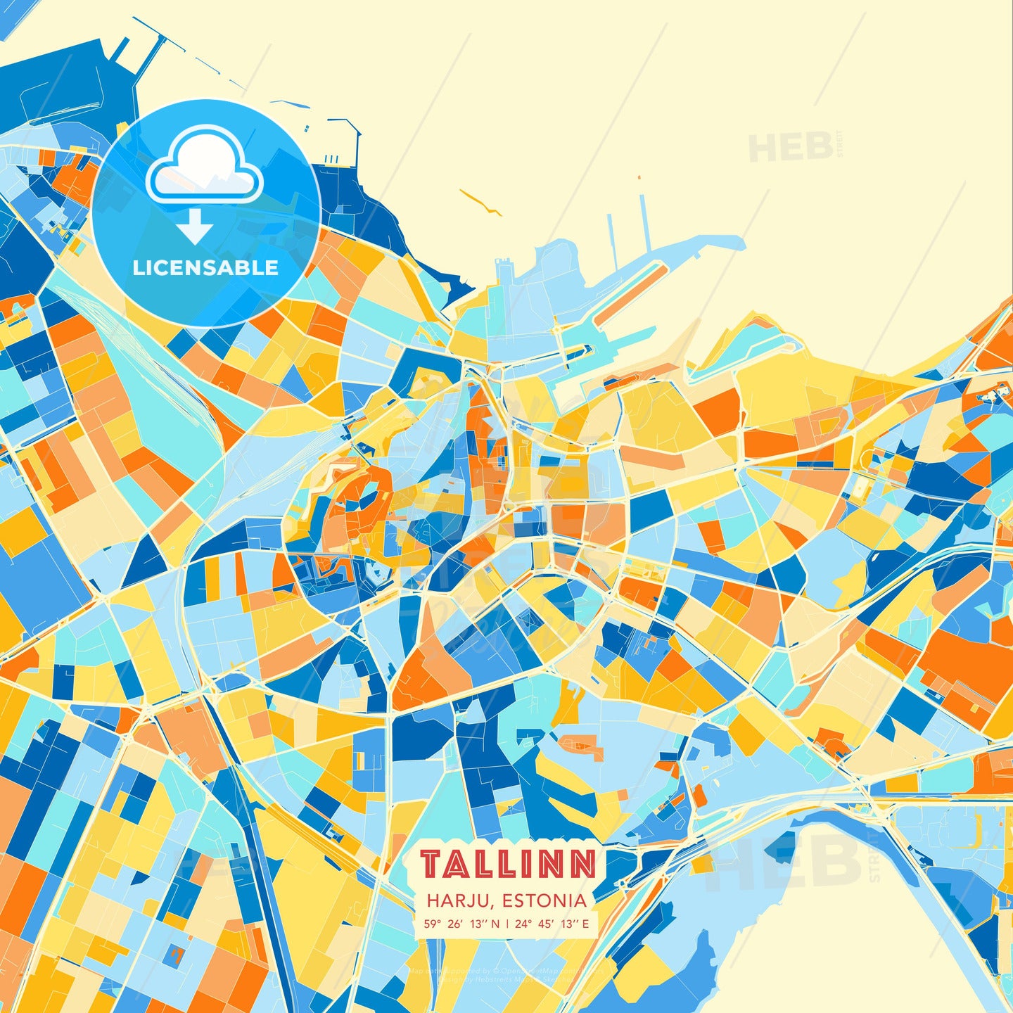 Tallinn, Harju, Estonia, map - HEBSTREITS Sketches
