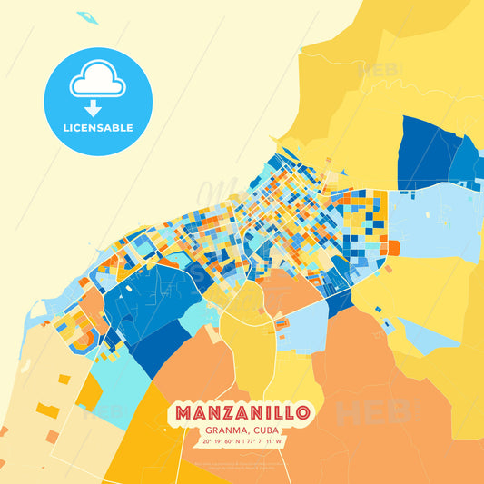 Manzanillo, Granma, Cuba, map - HEBSTREITS Sketches