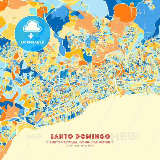 Santo Domingo, Distrito Nacional, Dominican Republic, map - HEBSTREITS Sketches