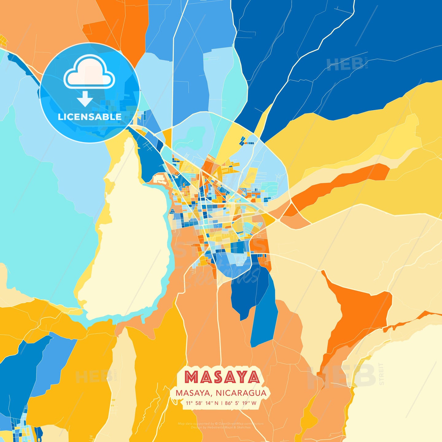 Masaya, Masaya, Nicaragua, map - HEBSTREITS Sketches