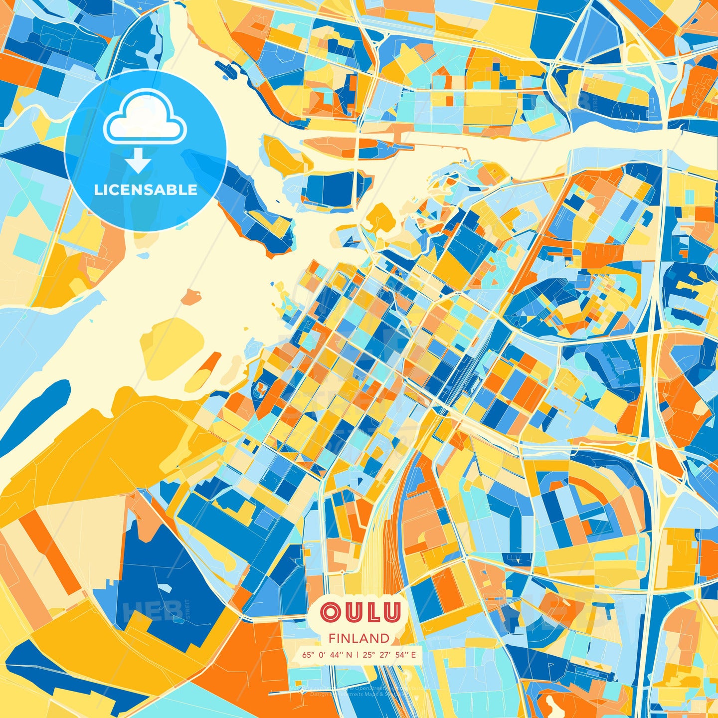 Oulu, Finland, map - HEBSTREITS Sketches
