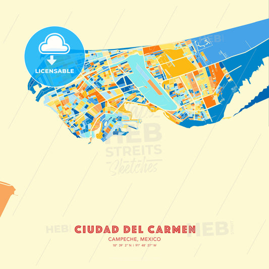 Ciudad del Carmen, Campeche, Mexico, map - HEBSTREITS Sketches