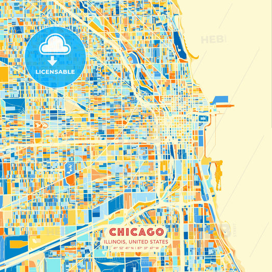 Chicago, Illinois, United States, map - HEBSTREITS Sketches