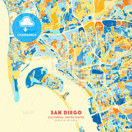 San Diego, California, United States, map - HEBSTREITS Sketches