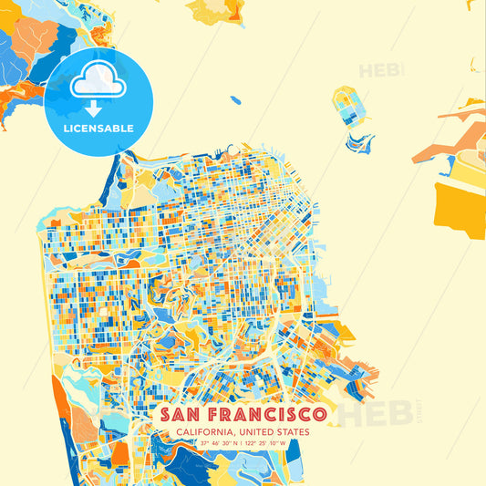 San Francisco, California, United States, map - HEBSTREITS Sketches