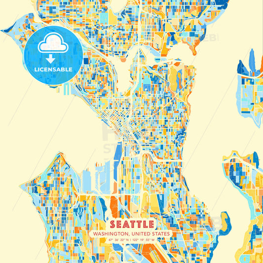 Seattle, Washington, United States, map - HEBSTREITS Sketches
