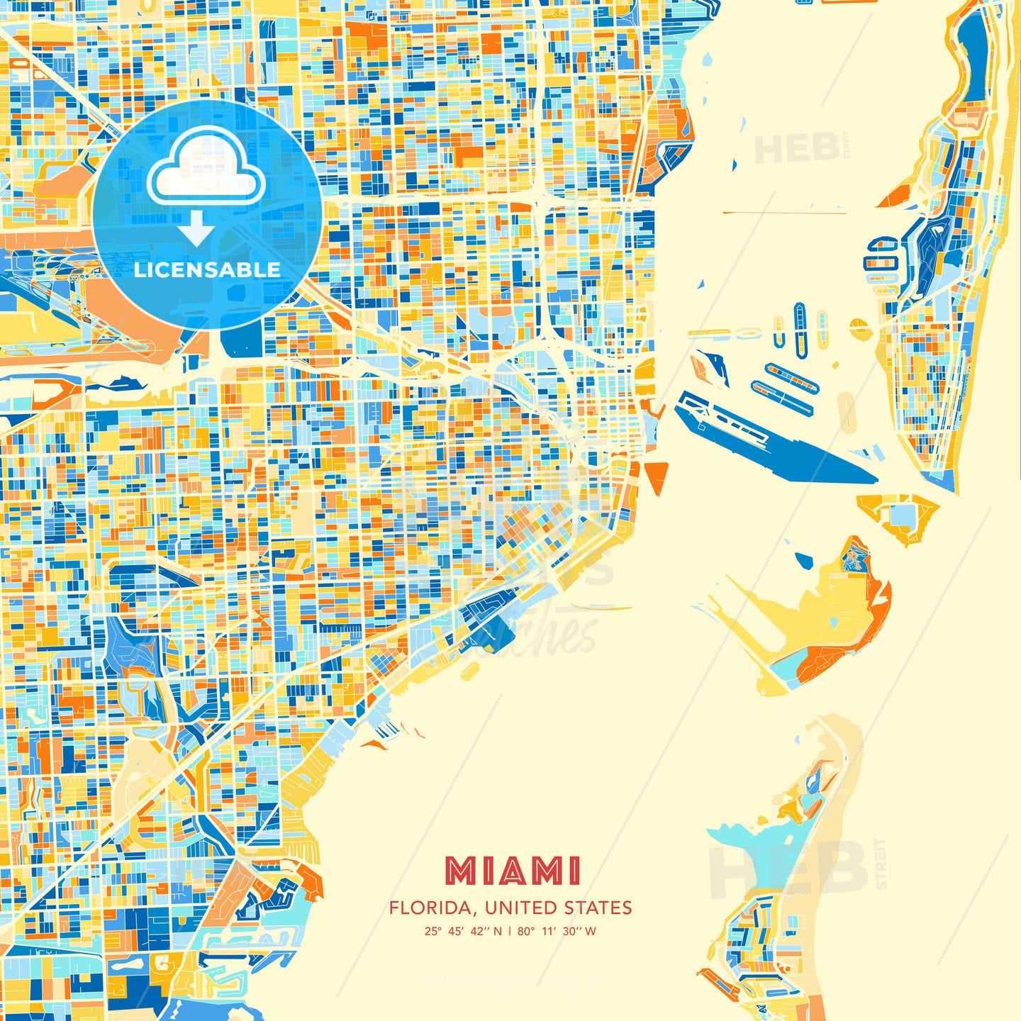 Miami, Florida, United States, map - HEBSTREITS Sketches