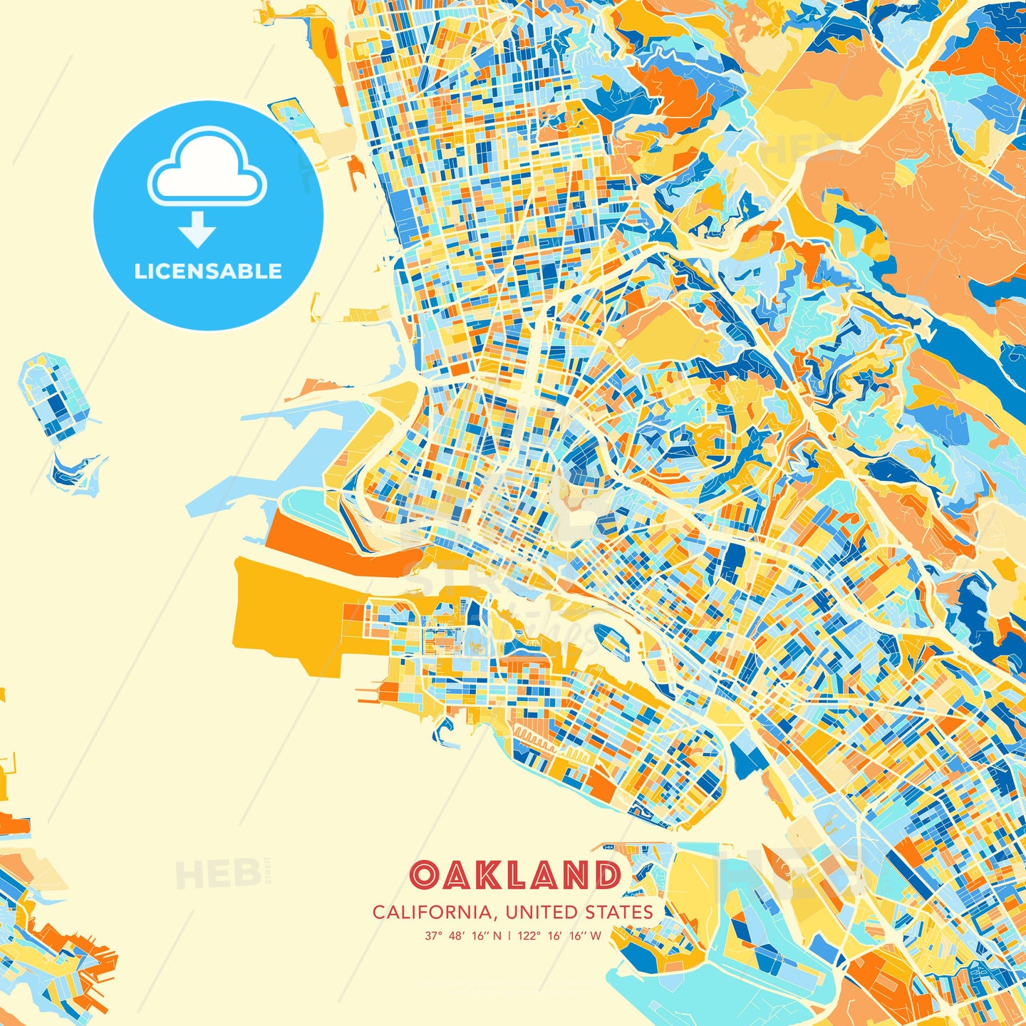 Oakland, California, United States, map - HEBSTREITS Sketches