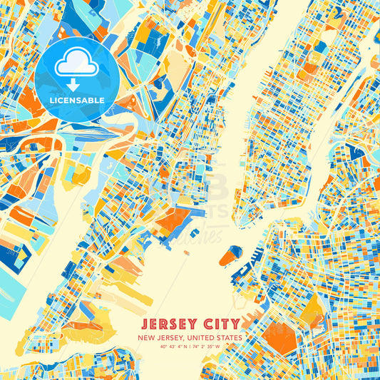 Jersey City, New Jersey, United States, map - HEBSTREITS Sketches