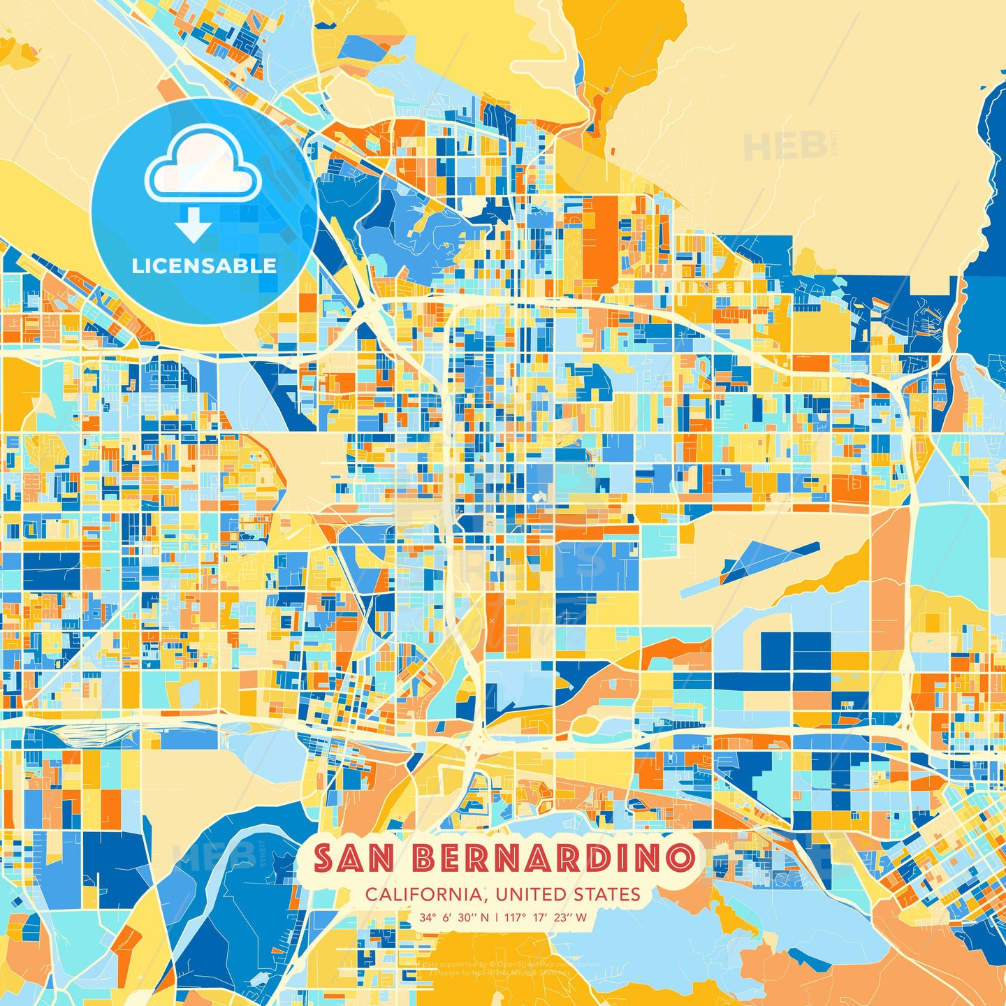 San Bernardino, California, United States, map - HEBSTREITS Sketches