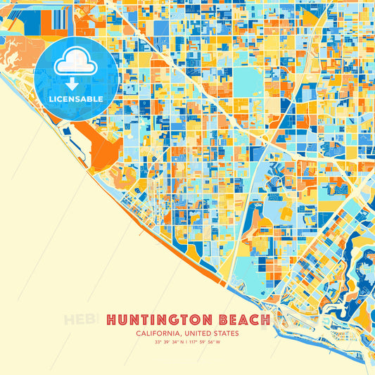 Huntington Beach, California, United States, map - HEBSTREITS Sketches