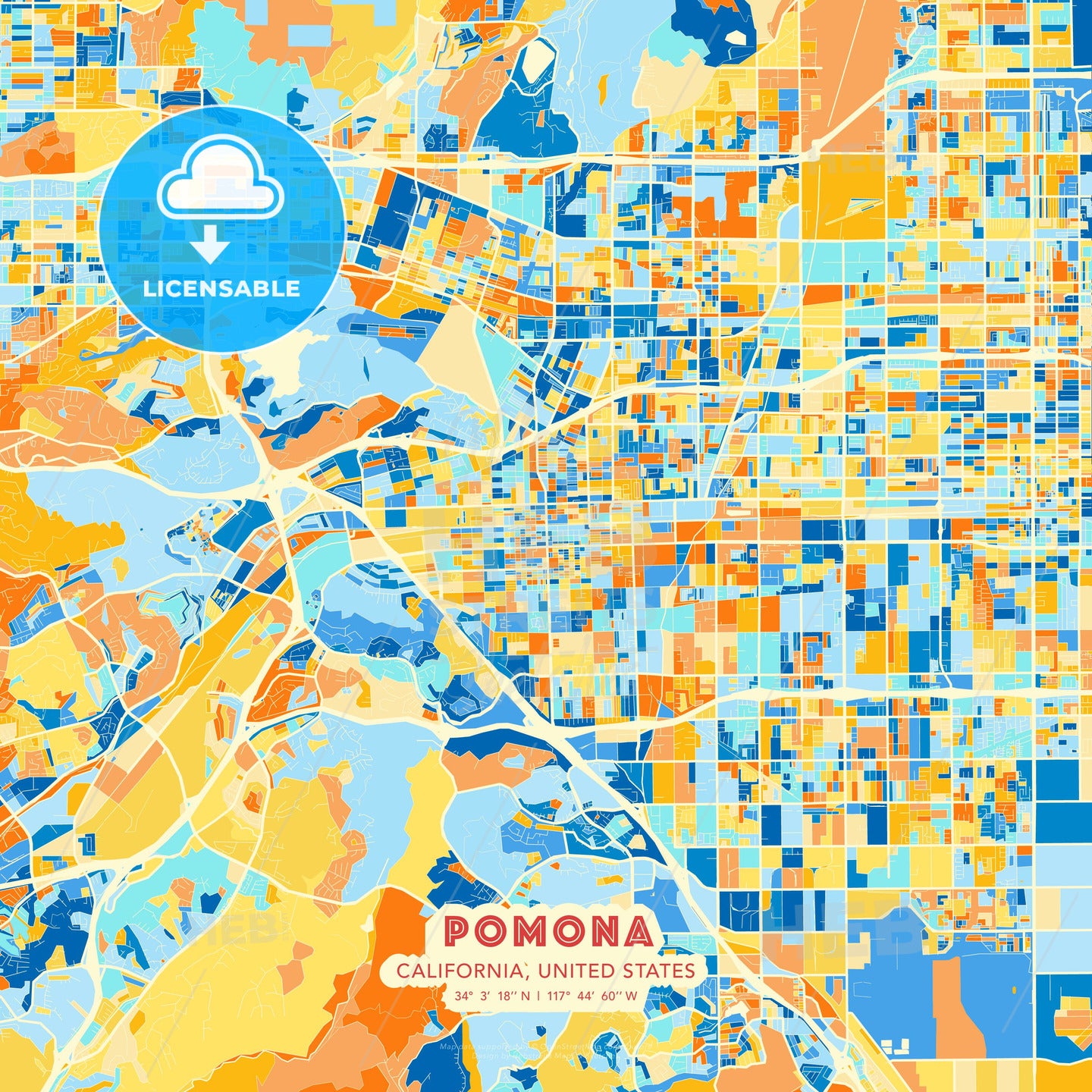 Pomona, California, United States, map - HEBSTREITS Sketches