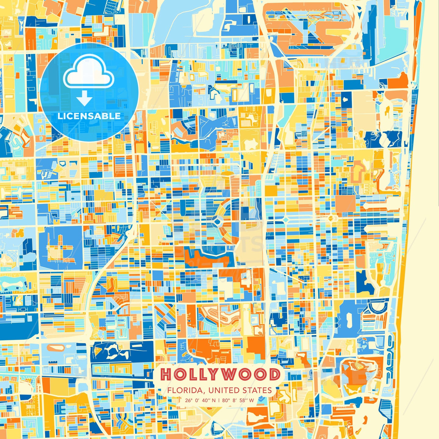 Hollywood, Florida, United States, map - HEBSTREITS Sketches