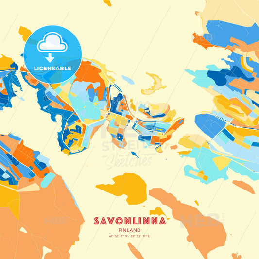 Savonlinna, Finland, map - HEBSTREITS Sketches
