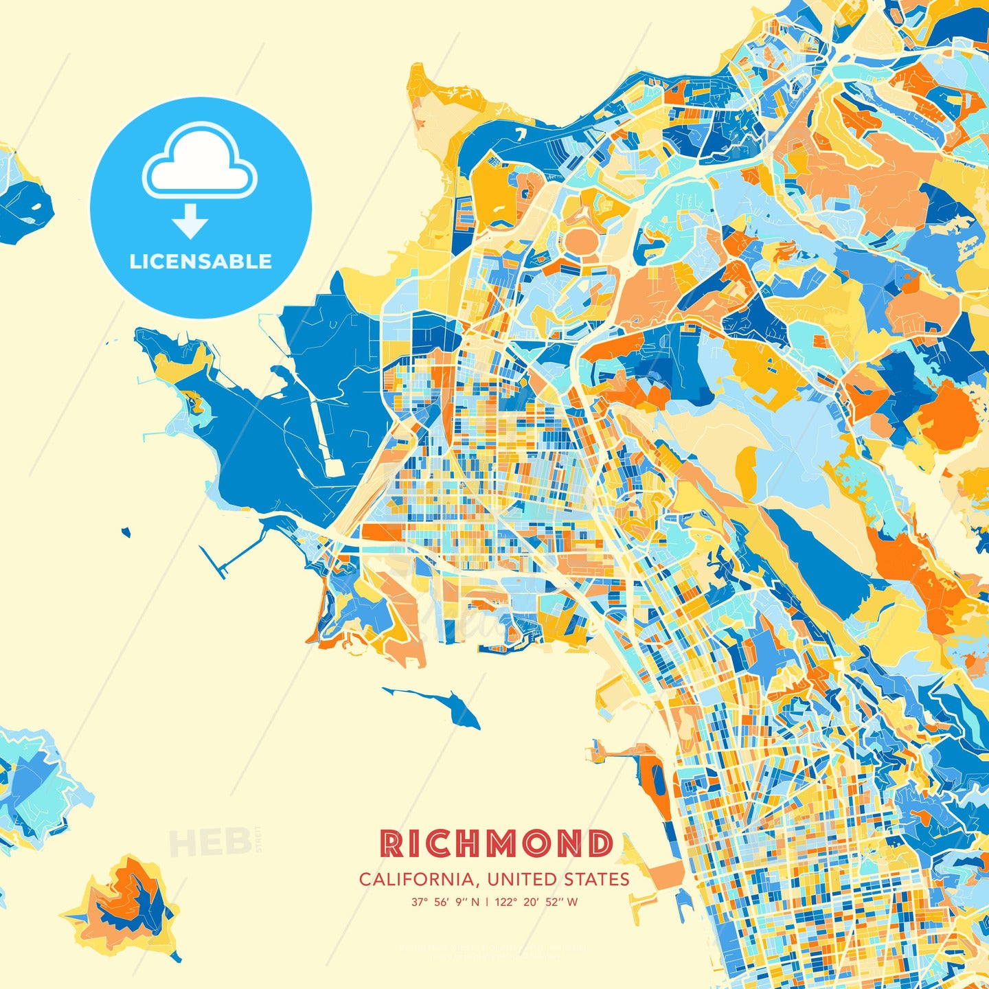 Richmond, California, United States, map - HEBSTREITS Sketches