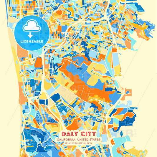 Daly City, California, United States, map - HEBSTREITS Sketches