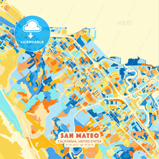San Mateo, California, United States, map - HEBSTREITS Sketches