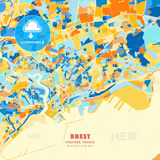 Brest, Finistère, France, map - HEBSTREITS Sketches