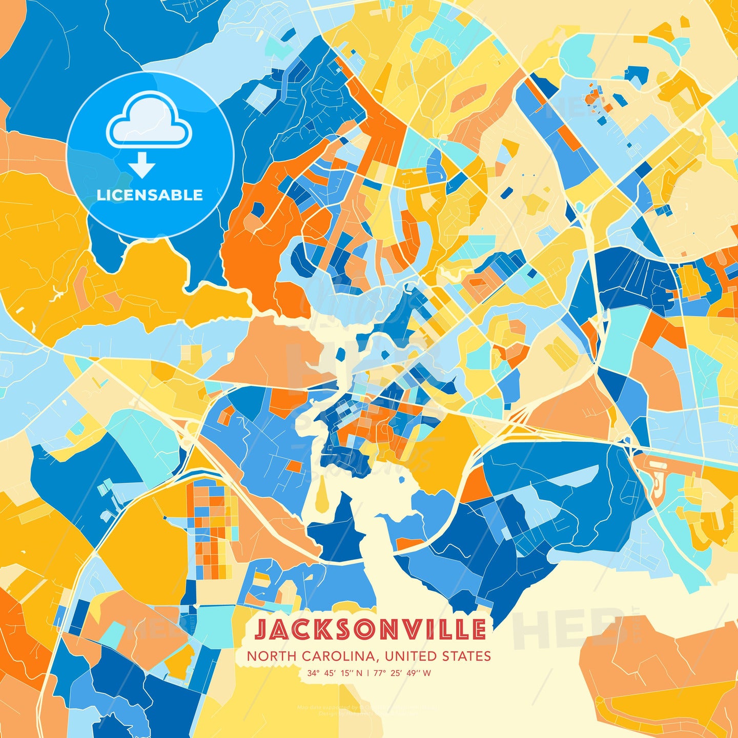 jacksonville-north-carolina-united-states-blue-and-orange-vector-art