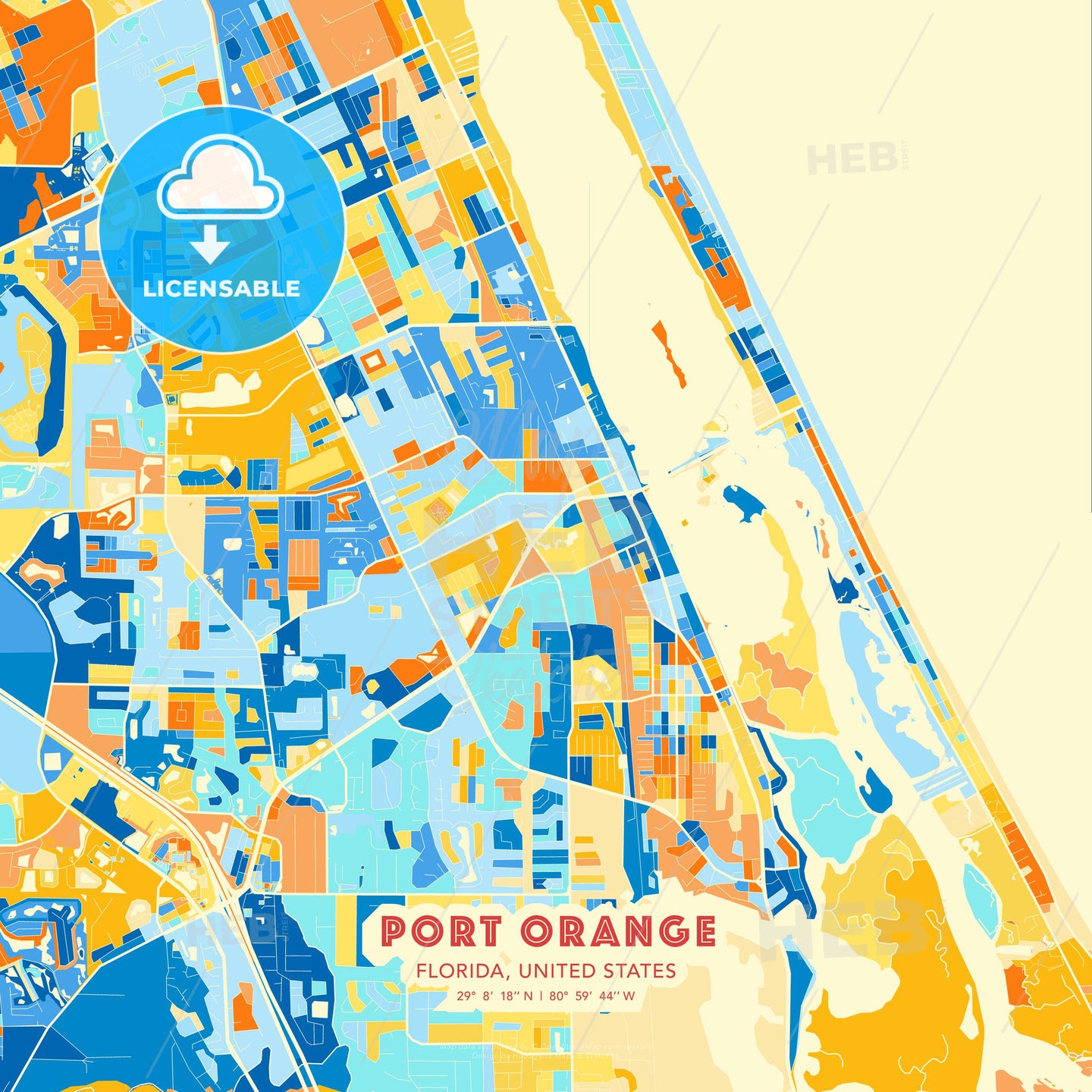 Port Orange, Florida, United States, map - HEBSTREITS Sketches