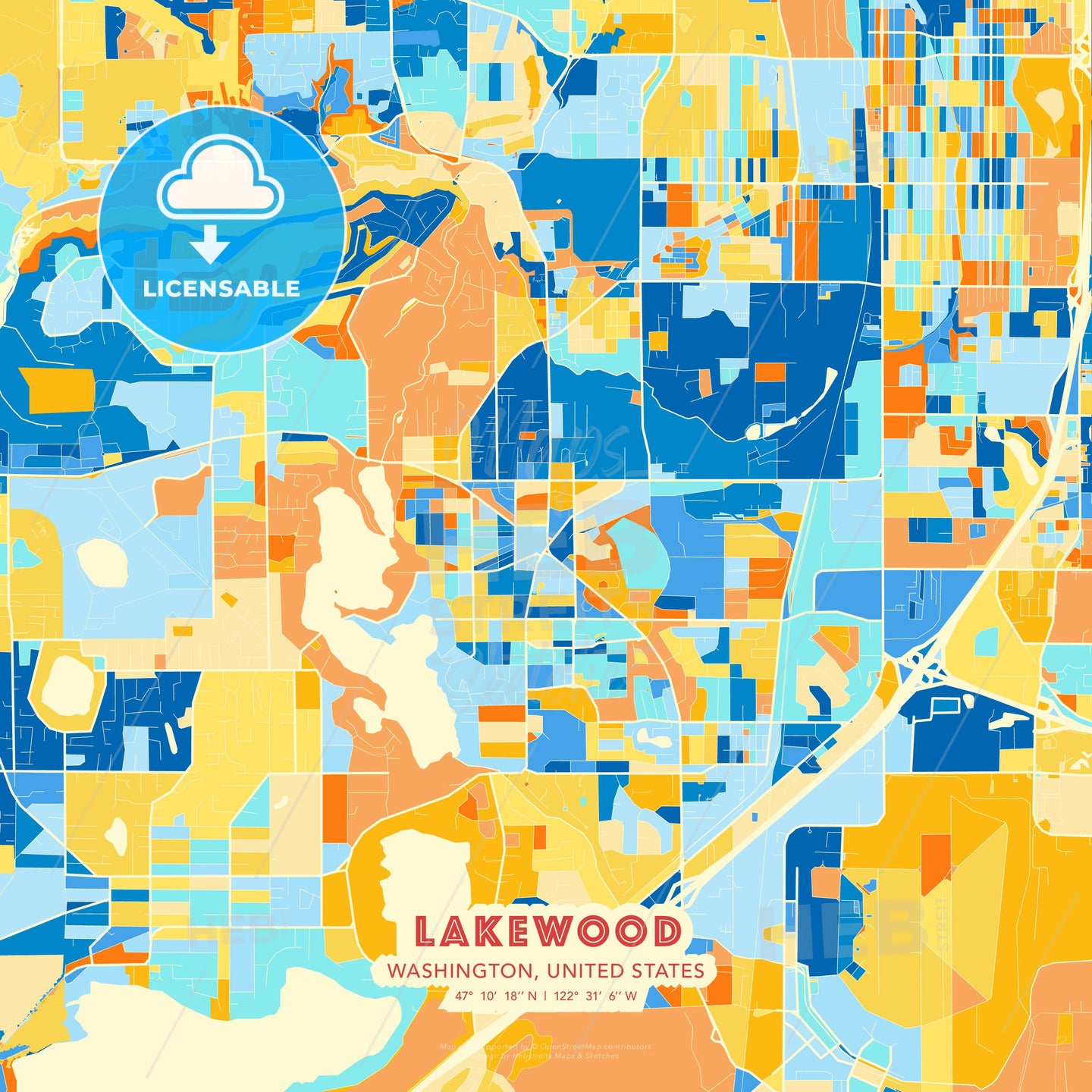 Lakewood, Washington, United States, map - HEBSTREITS Sketches