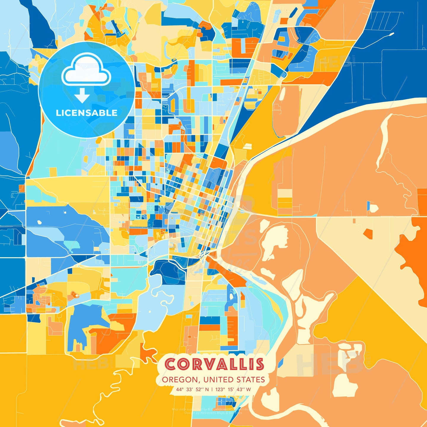 Corvallis, Oregon, United States, map - HEBSTREITS Sketches