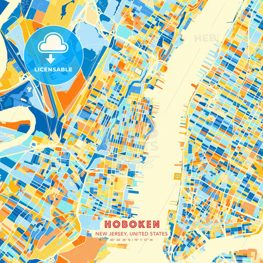 Hoboken, New Jersey, United States, map - HEBSTREITS Sketches