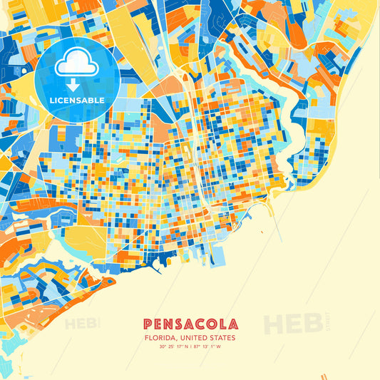 Pensacola, Florida, United States, map - HEBSTREITS Sketches