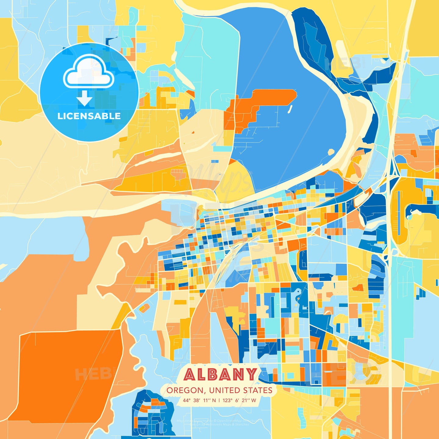 Albany, Oregon, United States, map - HEBSTREITS Sketches