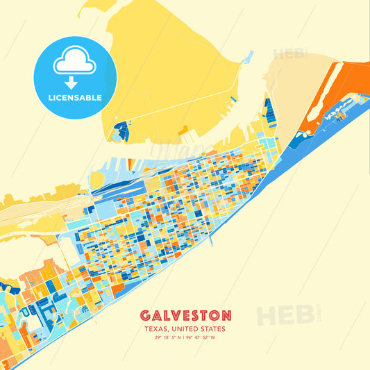 Galveston, Texas, United States, map - HEBSTREITS Sketches