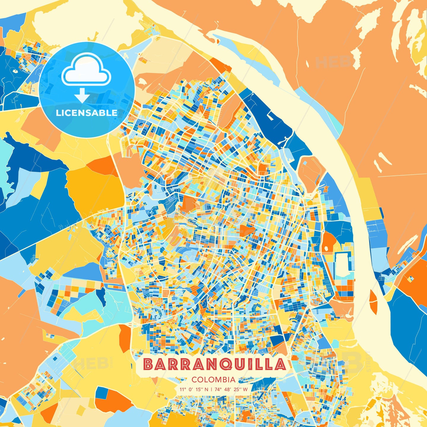 Barranquilla, Colombia, map - HEBSTREITS Sketches