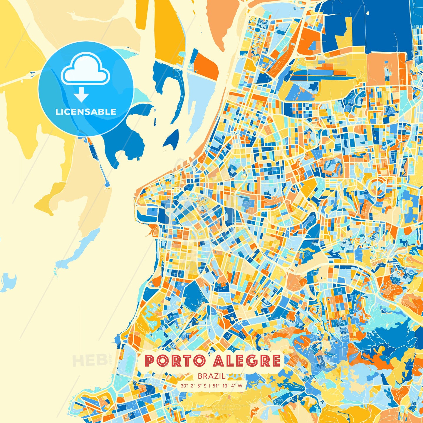 Porto Alegre, Brazil, map - HEBSTREITS Sketches