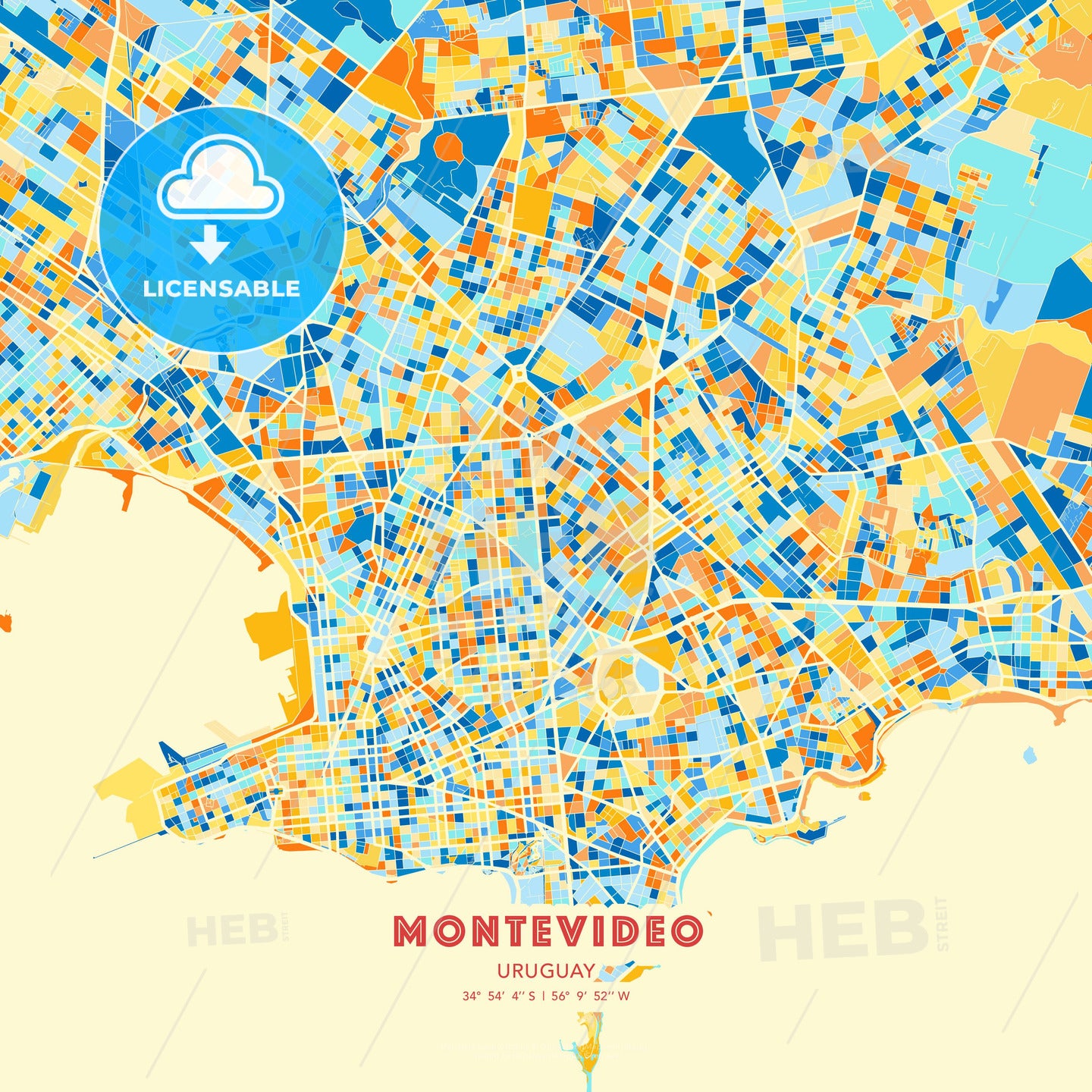 Montevideo, Uruguay, map - HEBSTREITS Sketches