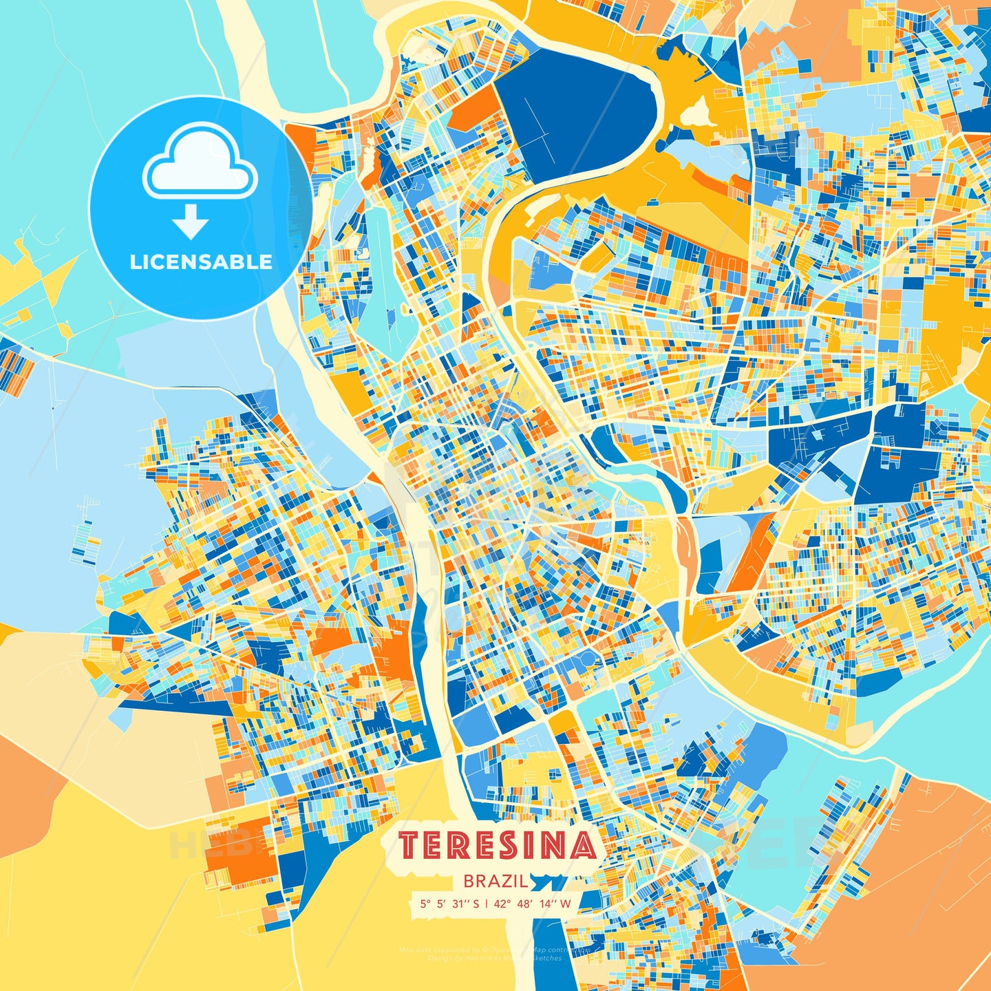 Teresina, Brazil, map - HEBSTREITS Sketches