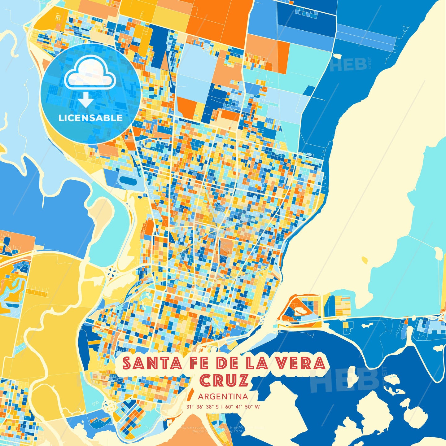 Santa Fe de la Vera Cruz, Argentina, map - HEBSTREITS Sketches
