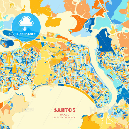 Santos, Brazil, map - HEBSTREITS Sketches