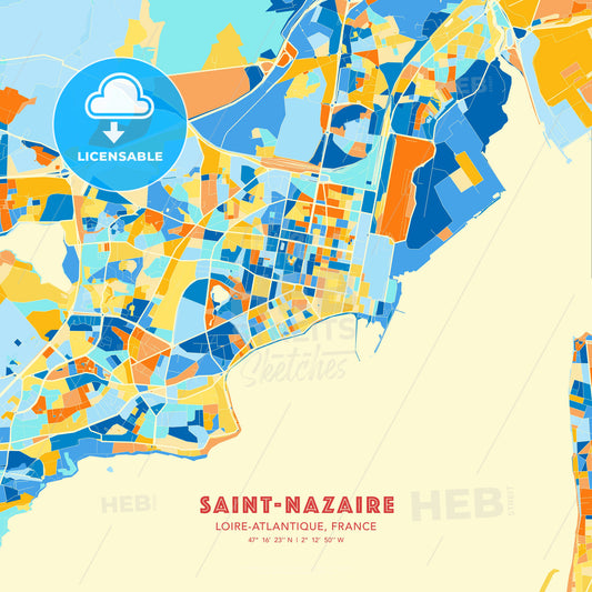 Saint-Nazaire, Loire-Atlantique, France, map - HEBSTREITS Sketches