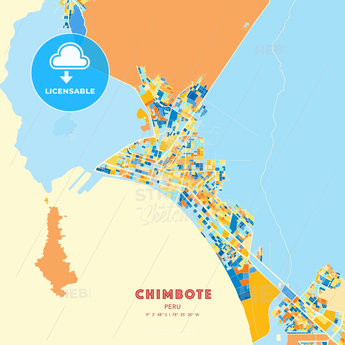 Chimbote, Peru, map - HEBSTREITS Sketches