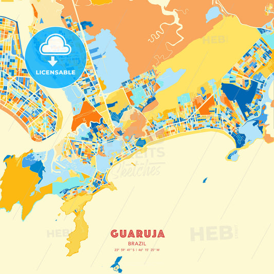 Guaruja, Brazil, map - HEBSTREITS Sketches