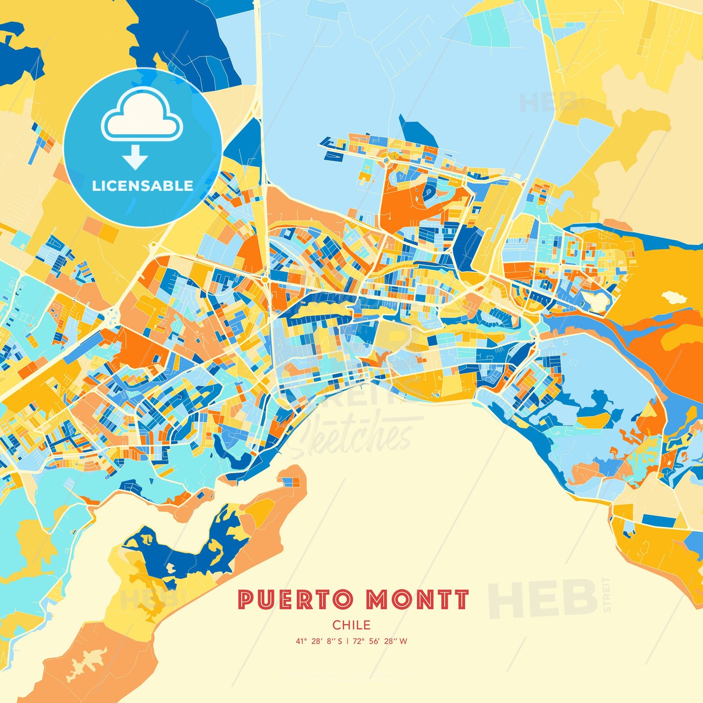 Puerto Montt, Chile, map - HEBSTREITS Sketches