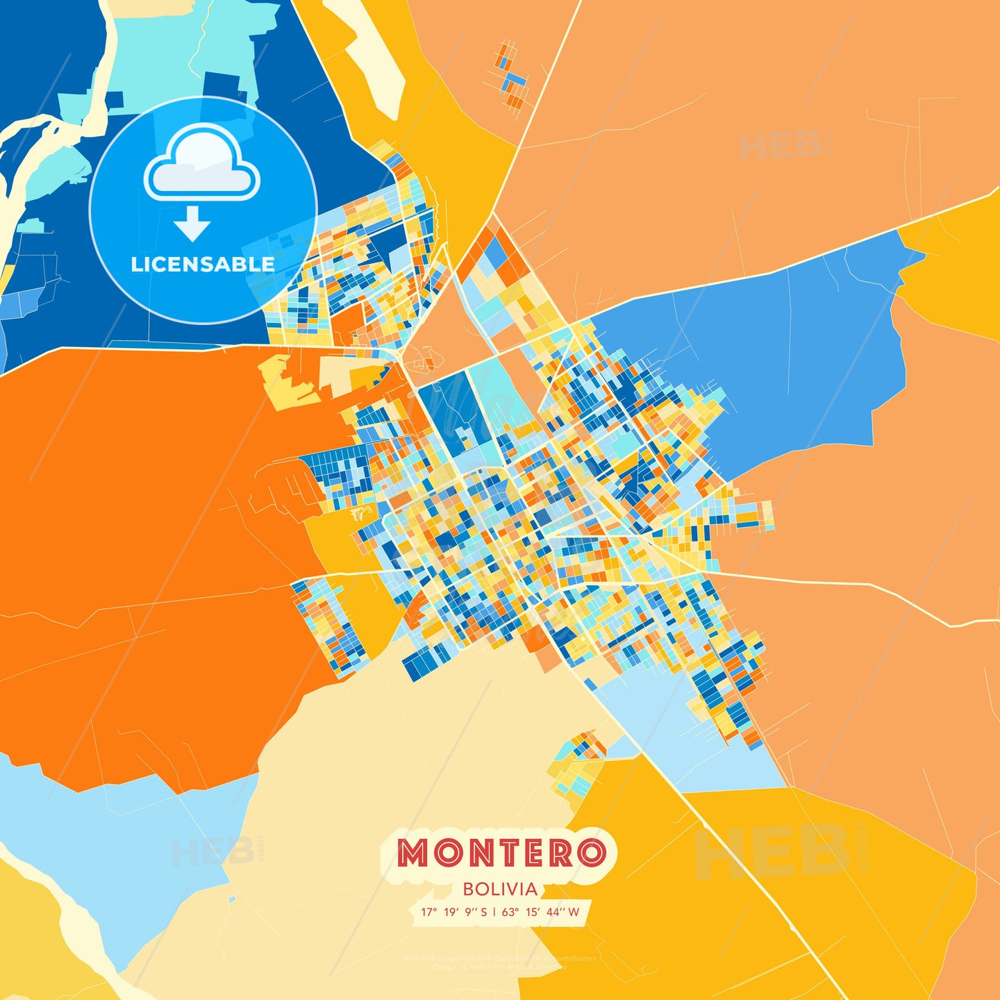 Montero, Bolivia, map - HEBSTREITS Sketches