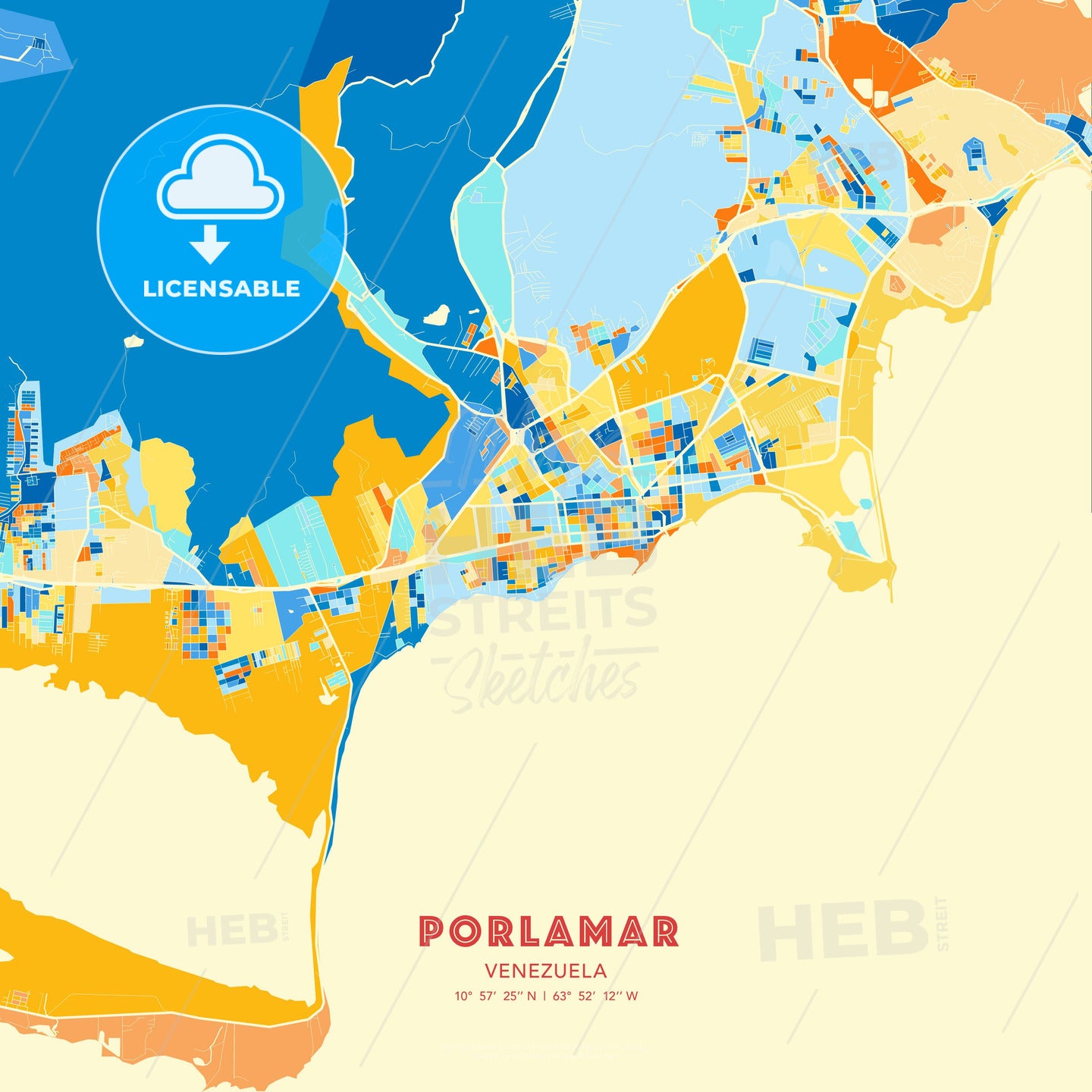 Porlamar, Venezuela, map - HEBSTREITS Sketches