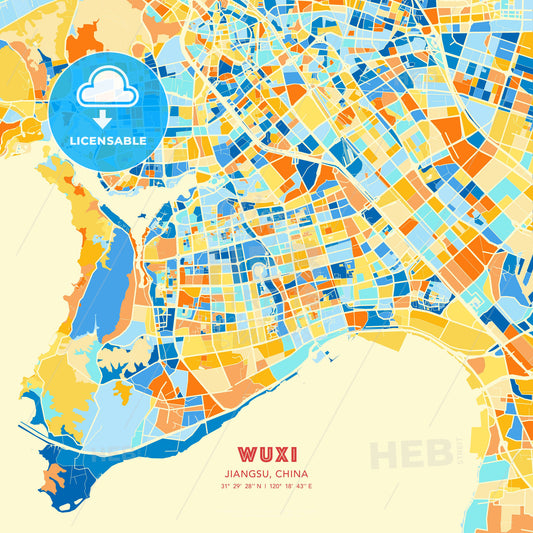 Wuxi, Jiangsu, China, map - HEBSTREITS Sketches