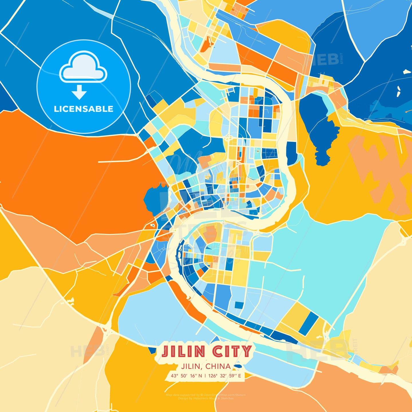 Jilin City, Jilin, China, map - HEBSTREITS Sketches