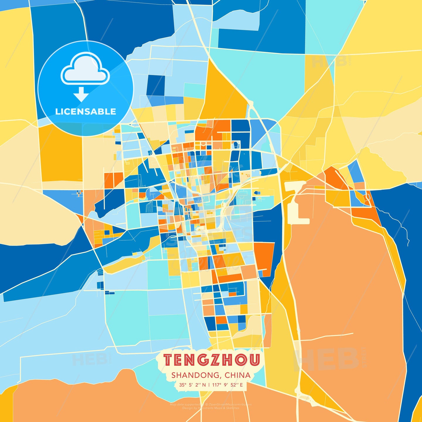 Tengzhou, Shandong, China, map - HEBSTREITS Sketches