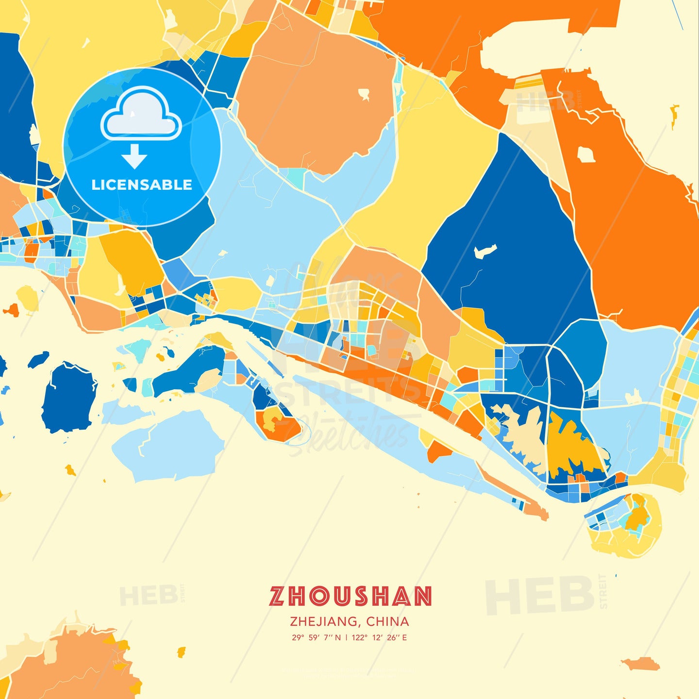 Zhoushan, Zhejiang, China, map - HEBSTREITS Sketches