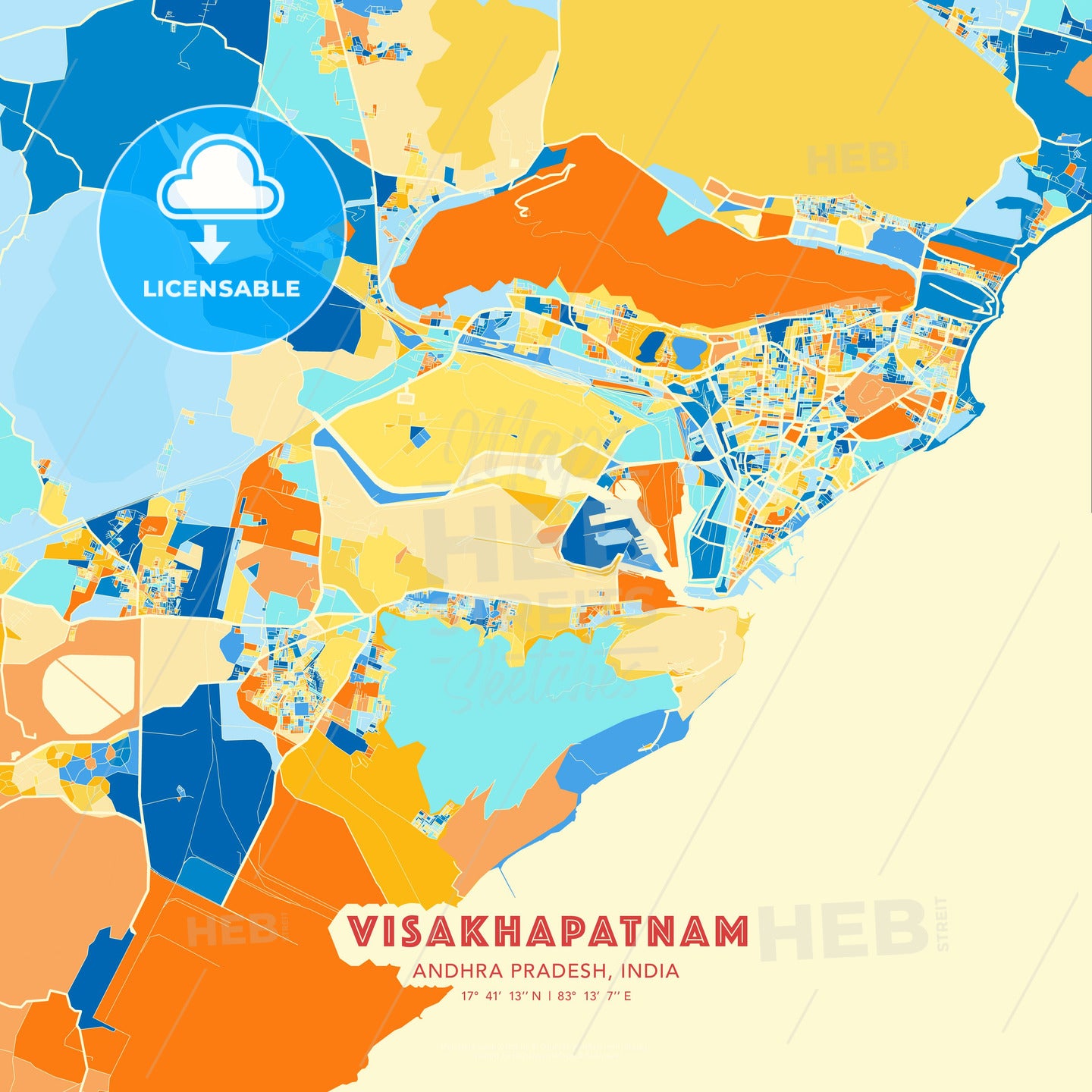 Visakhapatnam, Andhra Pradesh, India, map - HEBSTREITS Sketches